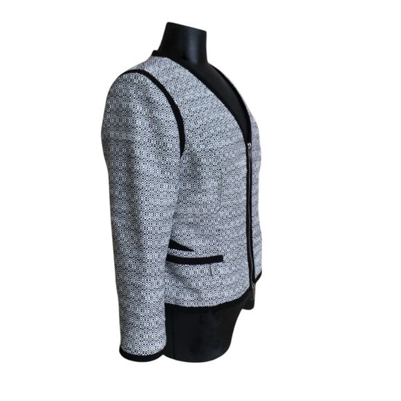 White House Black Market Tweed Moto Blazer Jacket Women's Size 6 Black & White - Picture 5 of 9